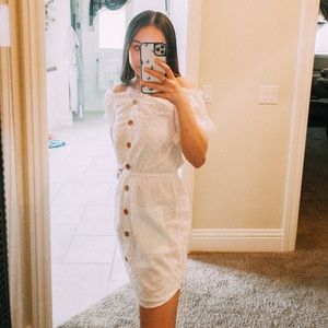 white off the shoulder dress!!
